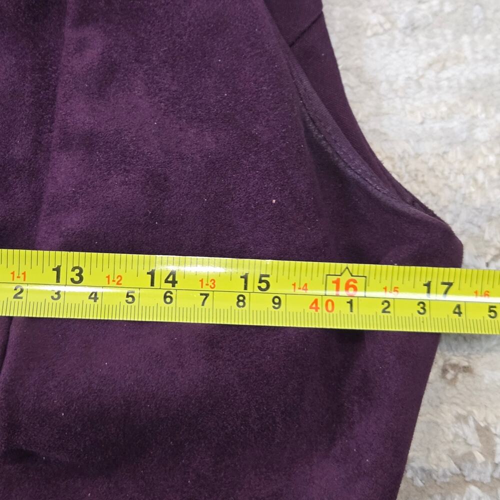 Calvin Klein Faux Suede Dress Purple Sheath Career Modern Gold 6 - Picture 6 of 8